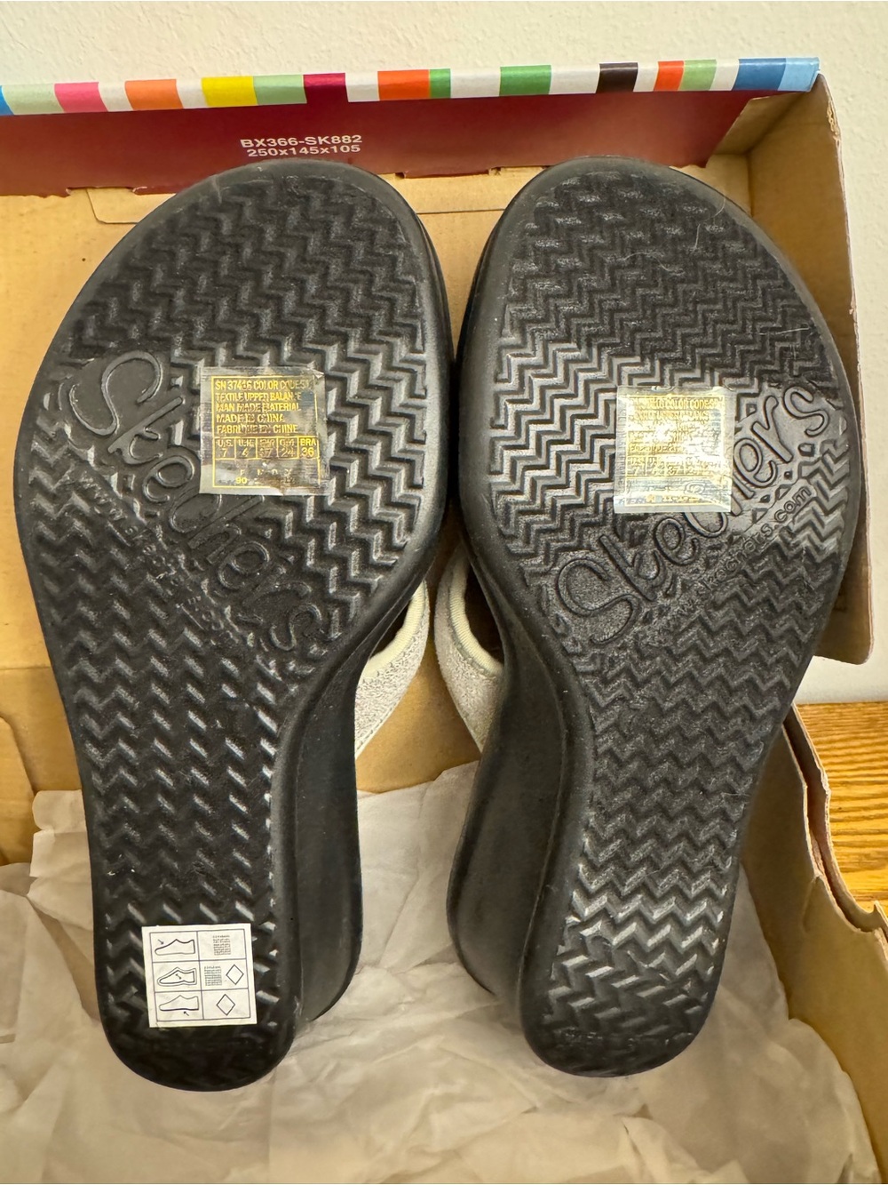 NIB Skechers Cali Rumblers Silver Metallic Strappy Wedge Sandals Size 7 - Picture 2 of 13
